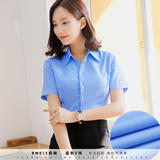 女蓝色平纹短袖衬衫BW010