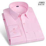 男士 60棉纯粉平纹方领长袖衬衫J1803